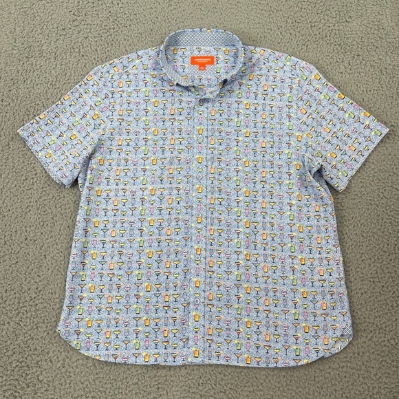 Johnston & Murphy Other - Johnston & Murphy Performance Button Down Shirt Mens XL Blue Cocktail Print